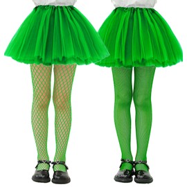 LUCKELF 10+ Colors Girls Fishnet Tights Candy Princess Fishnet stockings Kids High Waist Mesh Pantyhose(7-16Y,Green)