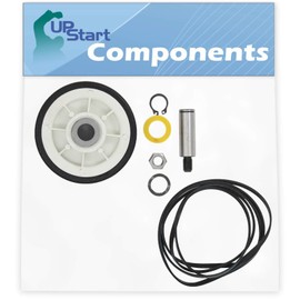 12001541 Drum Support Roller Kit & 312959 Belt Replacement for Maytag LDE490 Dryer - Compatible with 303373 Drum Roller Wheel & WPY312959 Belt - UpStart Components Brand