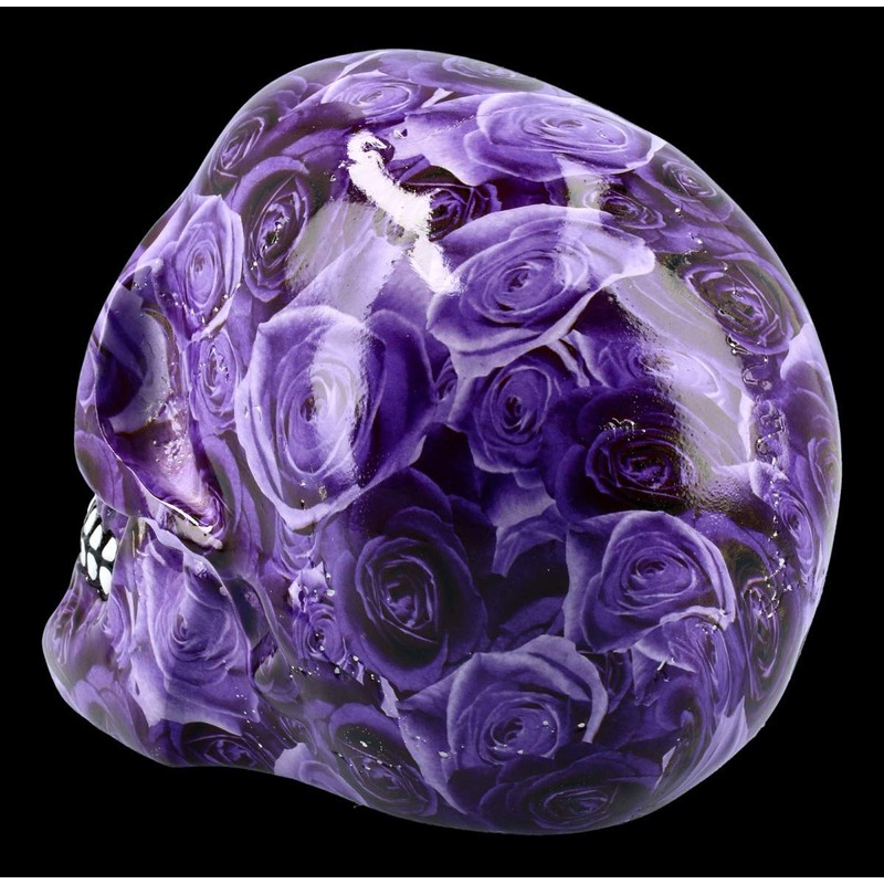 Figuren Shop GmbH Colourful Gothic Skull with Roses - Purple