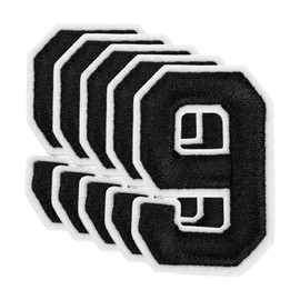 sourcing map 20 Pcs Number Patches 2.4" Height Number 9 Embroidered Decorative Repair Patches Iron/Sew on Embroidery Appliques for Decor Clothes Shoes Hats Backpacks DIY Crafts, Black