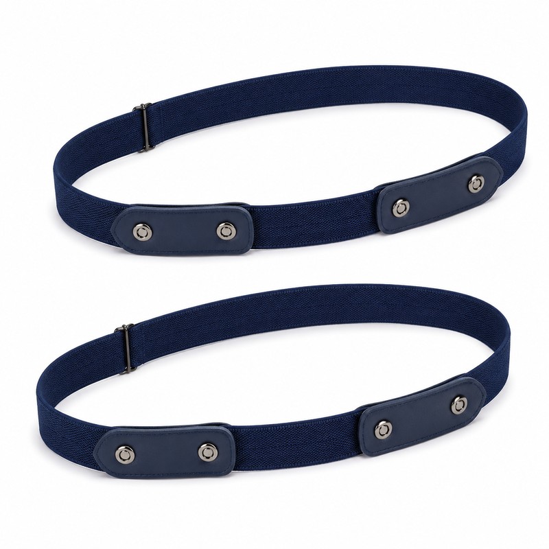2-Pack No-Buckle Elastic Belts for Men & Women, Adjustable 1.38-Inch