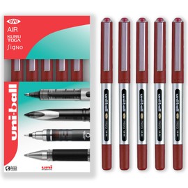 uni-ball Eye Micro UB-150 Gel Ink Pen - 0.5 mm - Pack of 5 Pens - Red Ink - In Gift Box