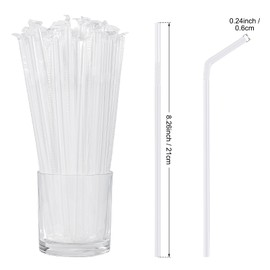 [100 Pcs] Individually Wrapped Disposable Plastic Straws - 8.26" Long and 0.24" Diameter Bendy Drinking Clear Straws for Coffee,Milk,Juice,Cocktail, Flexible Straw for Cold and Hot Drinks