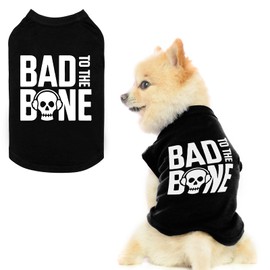 BINGPET Bad to The Bone Dog Shirts,Soft Cotton Puppy Tshirt,Breathable Lightweight Dog Costumes Tank Top Vest,Machine Washable Stretchy Clothes for Small Medium Large Dogs Boy Girl (XS)