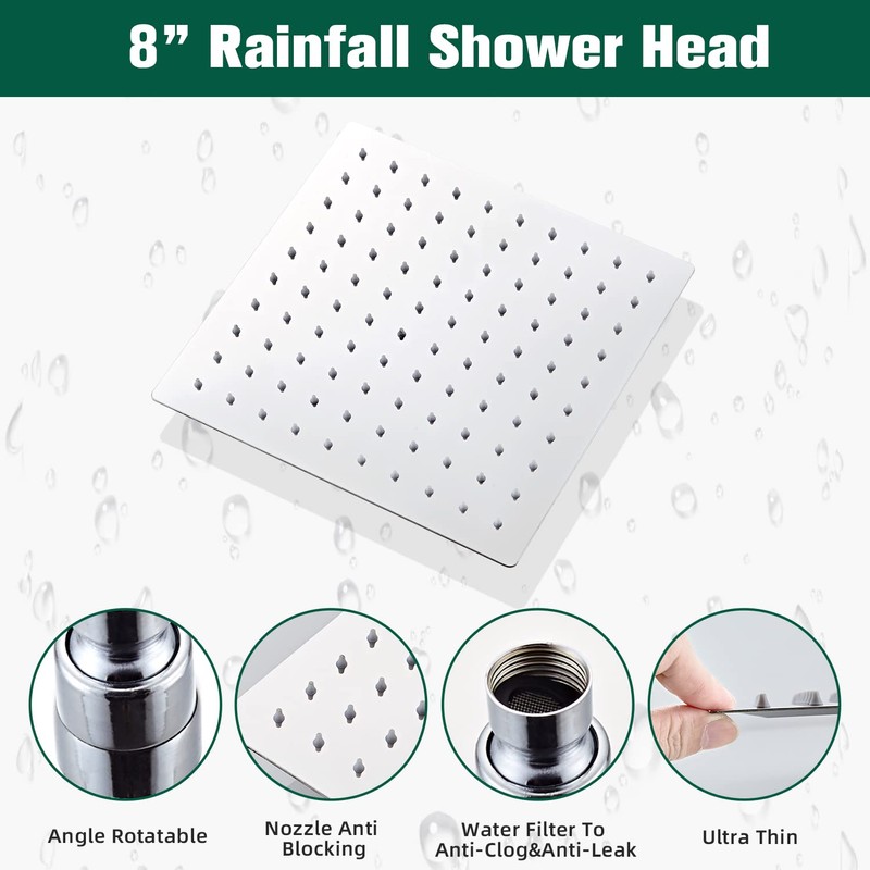 LCEVCGK Shower Head - Shower Faucet Set Square Shower Combo