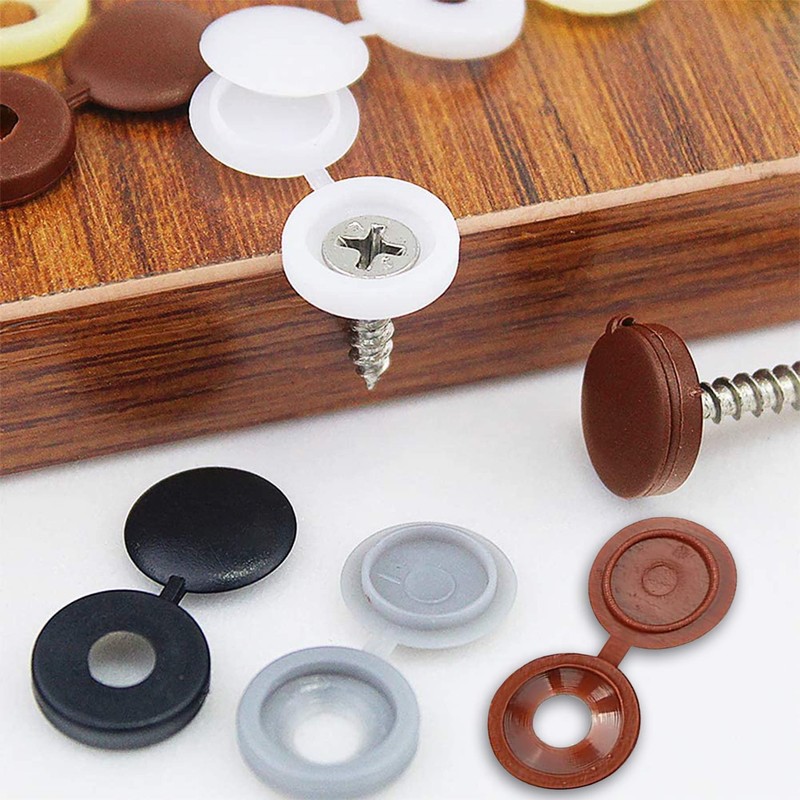 200Pcs Screw Covers White Plastic Screw Cap Hinged Fold Over