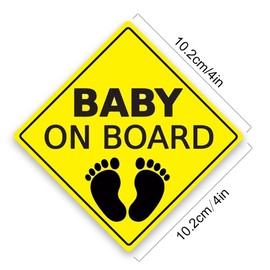 2 Pcs Reflective Baby on Board sign for Car, Reflective Kids Safety Warning Sticker, Baby on Board Signs for Car Window Cling Waterproof/Weatherproof (A)
