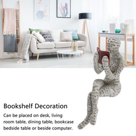 Reading Girl Resin Statue, Pulp Thinker Style Figurines Abstract Shelf Sculptures Bookcase Collectible Bookshelf Decor Fashioned Decorative Object for Home Modern Office Library Desktop Decor(D)