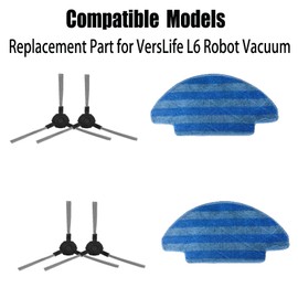 Brush Mop Pad kit Replacement Parts for VersLife L6 Robot Vacuum Accessories 4 Side Brush 2 Mop Pad