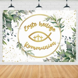170 x 120 cm Communion Decoration Banner, First Holy Communion Banner, God Bless Background, Christening Banner, First Communion Decoration Banner, Green, Boy Girl Decoration Christening Communion