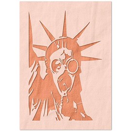 Stencil Stop Statue of Liberty with Gas Mask Stencil - Reusable for DIY Projects, Painting, Drawing, Crafts - 14 Mil Mylar Plastic (8 x 12 inches)