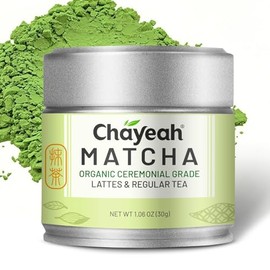 ChaYeah Matcha Jade Select para Latte Y Té Regular, Polvo de Té Verde Matcha Orgánico de Grado Ceremonial, Primera Cosecha (Lata de 30 G)             
