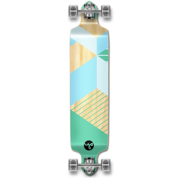 Yocaher Geometric Series Longboard Complete Cruiser and Decks Available for All Shapes (Complete - Drop Down - Geometric Green)