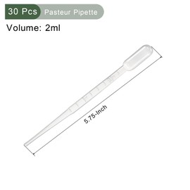 YOKIVE 30 Pcs Disposable Pipette, Lab Dropper with Tip, Transfer Liquid, Great for Laboratory, Chemistry, DIY Project (Clear White, 2ML)