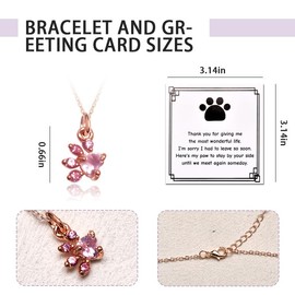 Dog Cat Bereavement Remembrance Gifts for Women Paw Print Rhinestones Necklace for Women Sympathy Gifts Loss of Pet Memorial Necklace for Friend Daughter Sister Condolence Memorial Gift