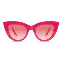 Freckles Mark Vintage Retro Cateye Sunglasses for Women Bold Colorful Cat Eye UV400 Protection (Hot-Pink, 65)