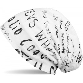 styleBREAKER 04024074 Unisex Beanie Hat with Writing Pattern in Destroyed Vintage Design -
