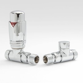 Hot Flow | Marella Modern Thermostatic Radiator Valve Straight TRV with Lock-Shield (Chrome)