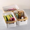 acDesign 3Pcs Plastic Storage Bins with Bamboo Lids Stackable Storage
