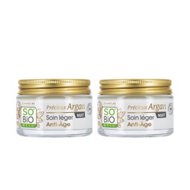 LEA NATURE SO Bio étic | Light Anti-Ageing Night Cream - Valuable Argan | Smooth & Firm | Organic Argan Oil | Hyaluronic Acid | 99% Natural Origin | Made in France | 2 x 50 ml