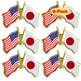 6/ Pack-American Japan Friendship Flag Pins Bulk -1.5” Metal Patriotic United States of America USA Japanese Lapel Pins Badge Souvenir