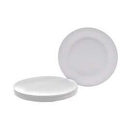 schone White Paper Plates 23cm – 50 Count Disposable Plates with Ridged Edges, Ideal for Parties and Picnics