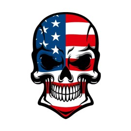 American Flag Skull Vinyl Sticker Decal for Laptops Lockers Bumpers Windows Vinyl Sticker Decal for Laptops Lockers Bumpers Windows, 5 inch Tall