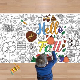 JXSDWANG Fall Giant Coloring Poster/Tablecloth - Fall Decorations for Home - 30 x 72 Inches Jumbo Paper Coloring Banner - Kids Crafts Activities Gifts Games Party Favors Birthday Decorations