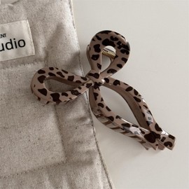 Bow Hair Clips for Women, Cute Brown Bow-knot Hair Jaw Clip Strong Hold Bows Ribbon Shark Clips Autumn Cheetah Print Hair Claw Clips Harvest Party Gift Thanksgiving Hair Accessories for Women Girls