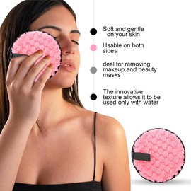 4 Pcs Reusable Makeup Remover Pads, Washable Eye Makeup Remover Puff, Double-sided Microfibre Face Cleansing Pads, for All Skin Type