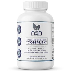 NSN Magnesio Elemental COMPLEX | 400mg Magnesio Elemental por Toma | Glicinato, Citrato, Gluconato y Óxido | Formulado por Dra. Friné Velázquez | 90 Cápsulas