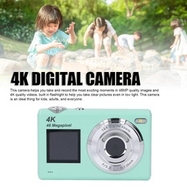 4K Digital Camera for Photography, 16X Digital Zoom Video Camcorder Autofocus with Dual Screen, Portable 48MP Camera Anti Shake with Beauty Filters for Travel (Green)