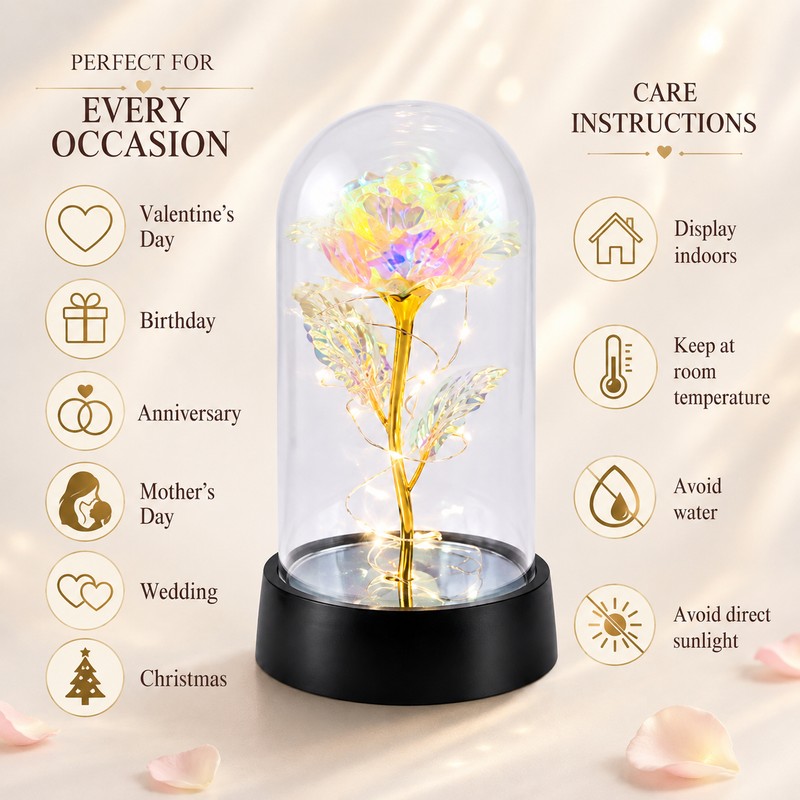 Eternal Rose Gift for Her – Acrylic Rose Display with