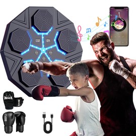 Glimer Music Boxing Machine, 9 Speeds Smart Boxing Machine, Boxing Machine Wall Mounted Music, with 2 Pairs of Boxing Gloves, Music Boxing Machine for Adults and Kids, Home Workout, Gym