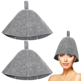 ORFOFE 2pcs Thickened Felt Sauna Hat Comfortable Grey Bathing Headwear for Men and Women Lightweight Portable and Breathable Protection from Heat and Hair Damage