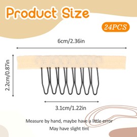 24 Pcs Wig Combs to Secure Wig 7-Teeth Wig Clips & Comb Set Wig Clips to Secure Wig No Sew for Securing Wigs, Making Caps, and Attaching Hairpieces（Beige）