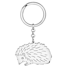 DALANE Stainless Steel Cute Hedgehog Key Ring Animal Jewellery for Women Girls Gifts Bag Decor, silver-plated