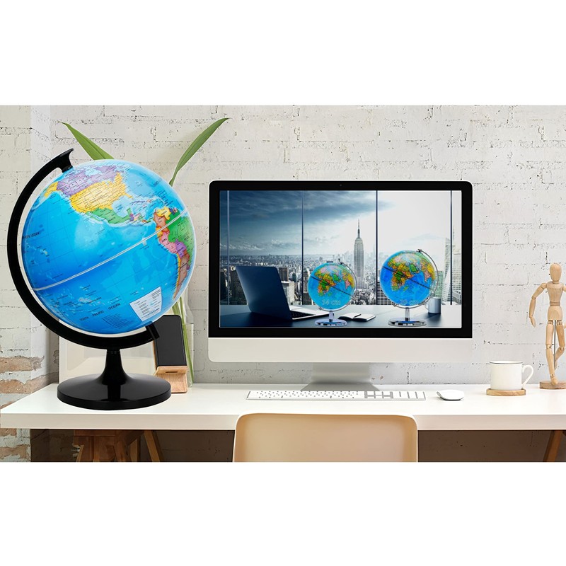 Exerz 12" World Globe - Political Map Educational - Self