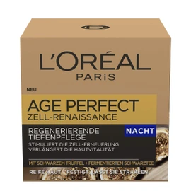 L'Oréal Paris Age Perfect Cell Renaissance Night Cream Anti-Ageing Deep Care Strength and Vitality for Mature Skin with Black Truffle and Fermented Black Tea 50 ml