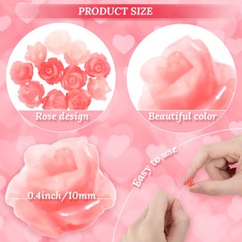 Whaline 50Pcs Rose Beads Pink Shell Rose Carved Loose Beads Floral Cameos Spacer Bead for Buddha Mala Jewelry Making Necklace Bracelet Supplies Scrapbooking DIY Crafts Wedding Decors