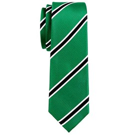 Retreez British Bar Striped Woven Microfiber 2" Skinny Tie - Green