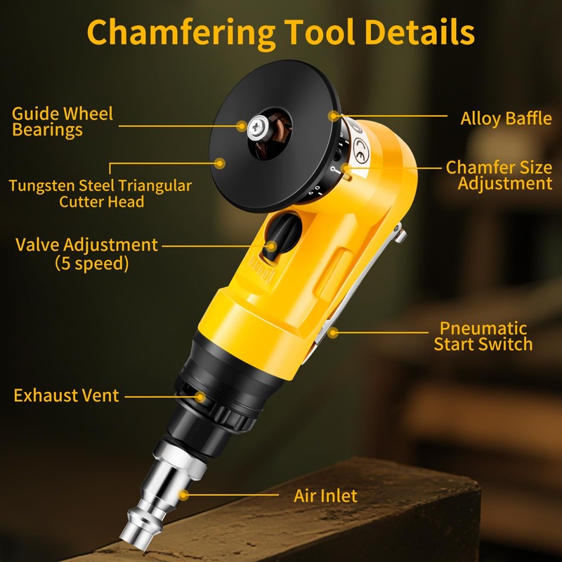 Pneumatic Chamfering Tool, 30000 RPM Air Chamfer Tool with 6