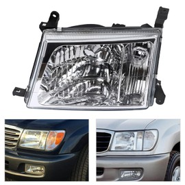 Veloqua For 1998-2005 Land Cruiser FJ100 HZJ105 Halogen HID Left Driver Side Headlight Headlamp Assembly Replacement Black Housing Clear Lens