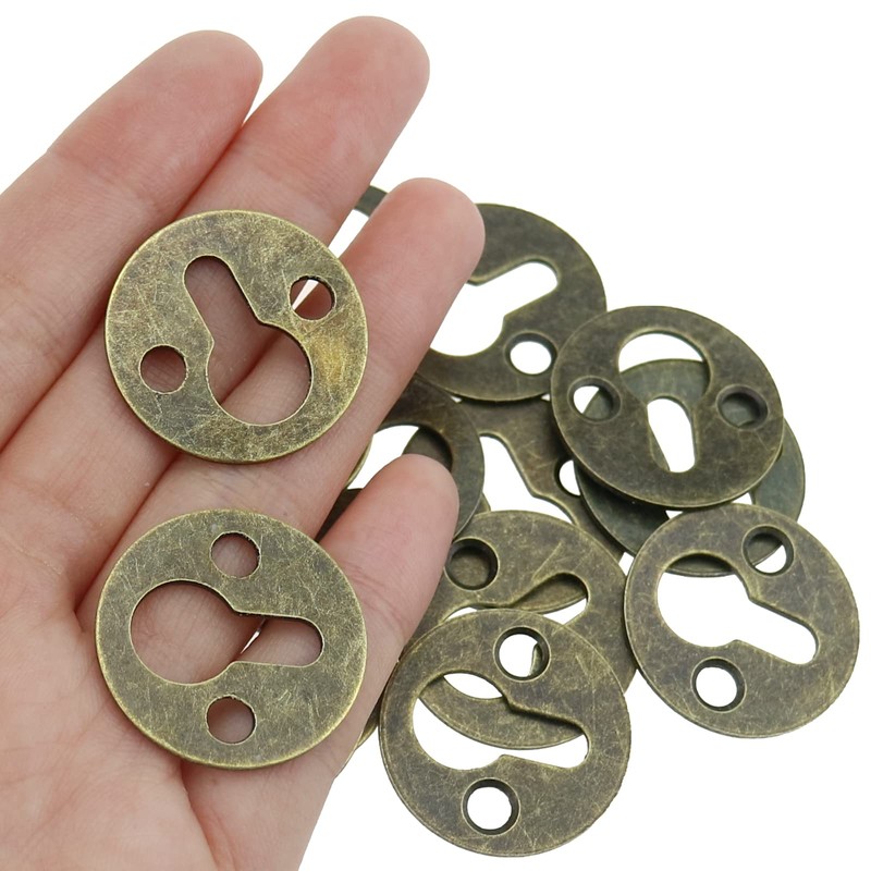 Luckycivia 60Pcs Metal Round Type Keyhole Shelf Brackets Hangers, Picture