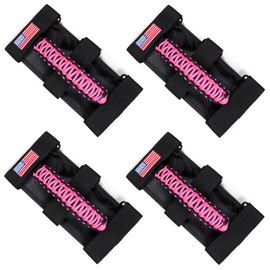 BESTAOO 4 x Roll Bar Grab Handles Grip Handle for Jeep Wrangler CJ YJ TJ JK JL & Gladiator JT 1955-2022, Premium Paracord, Upgrade Metal Buckle (Pink)