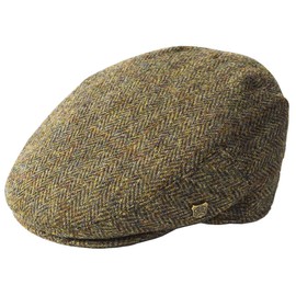 Failsworth Millinery Stornoway Harris Tweed Flat Cap (Latest Version) in Pattern 2013 - Brown, Size: Large (59cm)