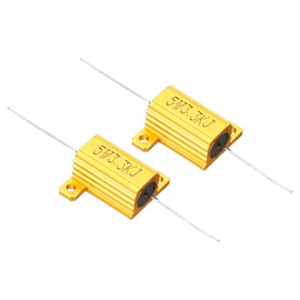 PATIKIL Pack of 2 5W 3.3K Ohm Aluminium Case Resistor Housing Wire Resistors Screw Tap Power Resistor Gold Tone