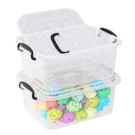 Taysisiter 8 Quart Clear Plastic Stroage Latch Bins, Plastic Storage Boxes with Handles, 2 Packs