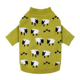 Fitwarm Funny Sheep Dog Sweater, Thermal Dog Winter Clothes for Small Dogs Boy Girl, Dog Holiday Clothes, Doggy Pullover Jumper, Pet Outfit, Black, Green, White, Large