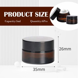 TUAKIMCE Pack of 6 5 ml Cosmetic Jar, Glass Cream Jar, Refillable Containers, Glass Containers with Lid and Liner for Cosmetics, Creams, Lotions, Essential Oils